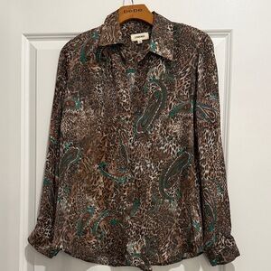L'AGENCE Brown and Green Paisley Blouse